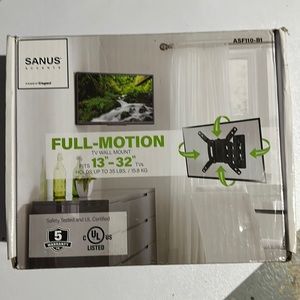 Sanus Accents Small Full Motion TV Wall Mount for 13"-32" TVs (ASF110-B1) New